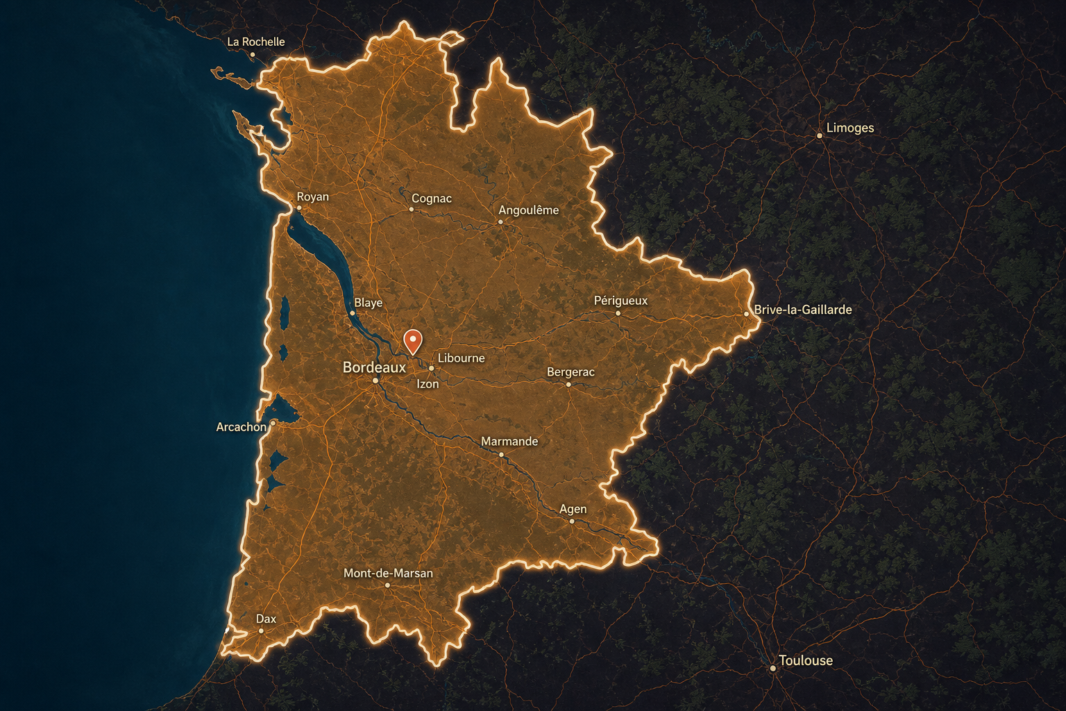 Zone d’intervention RapidFrelon autour d’Izon
